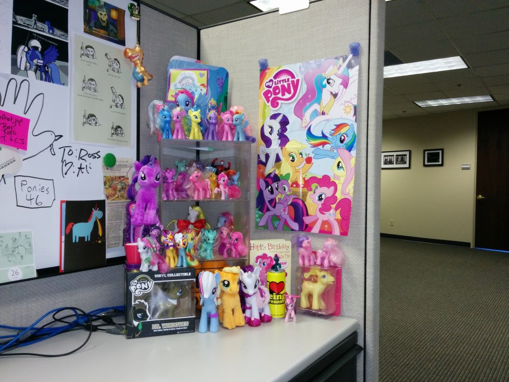 Ross has way more ponies at his desk than I do...
