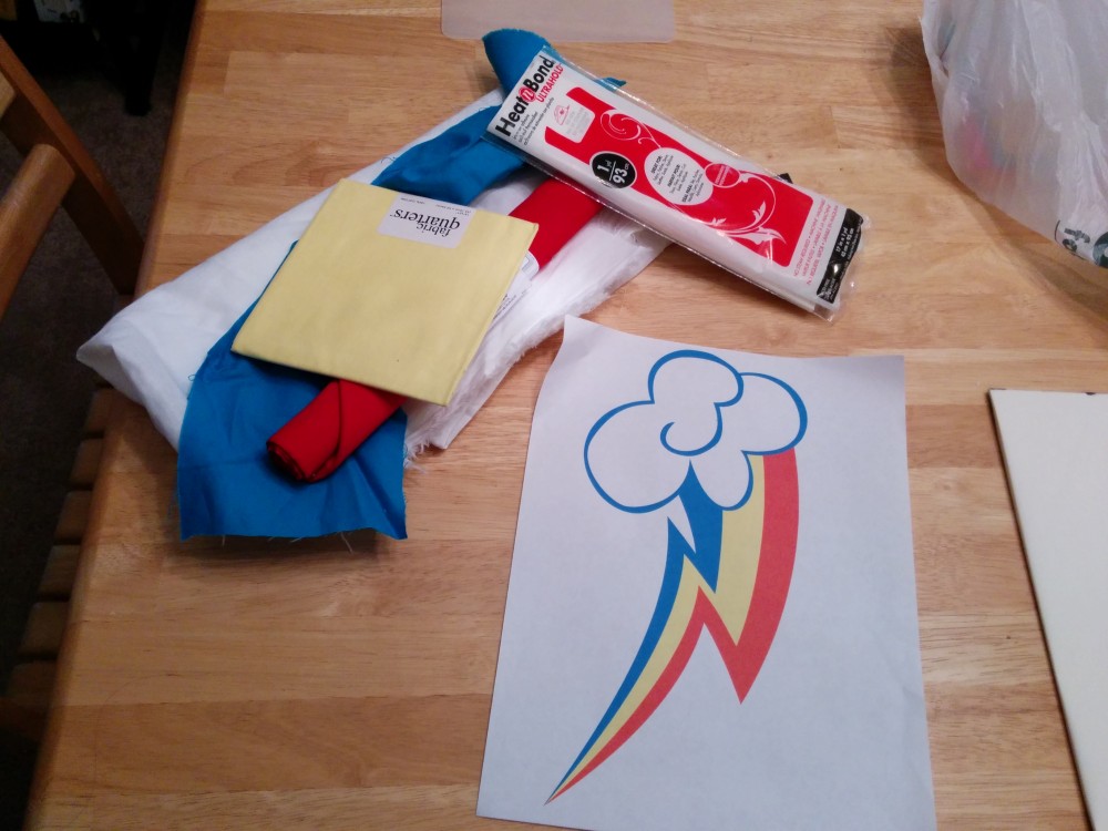 I'm not kidding. The idea to make a Rainbow Dash cutie mark shirt hit me yesterday afternoon.