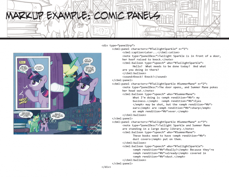 A snippet of a page from the Twilight Sparkle issue from the My Little Pony comic micro-series. You can see a scan of the original inked page in the background of the header - I actually own that page!