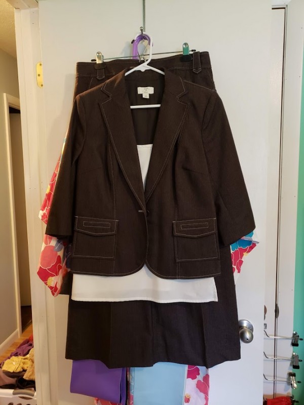 One of my Gen Con 2019 cosplays: The suit and shirt I'm planning on wearing for my President Roslin cosplay.