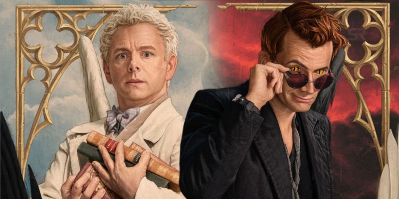 What I'm watching in June: Good Omens. Image features Aziraphale and Crowley from the show.
